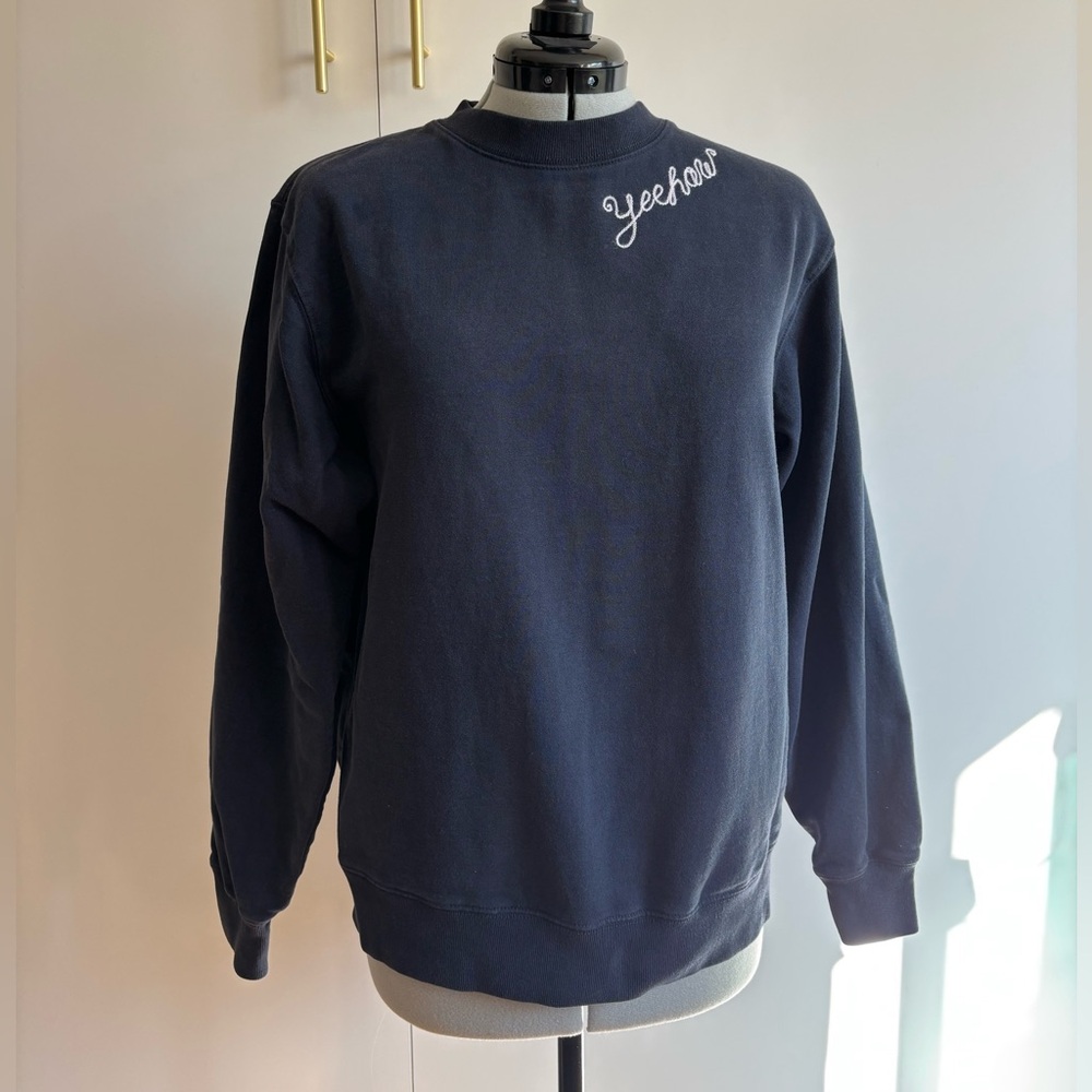 Unique Embroidered YEEHAW Brandy Melville Black Crewneck Sweatshirt